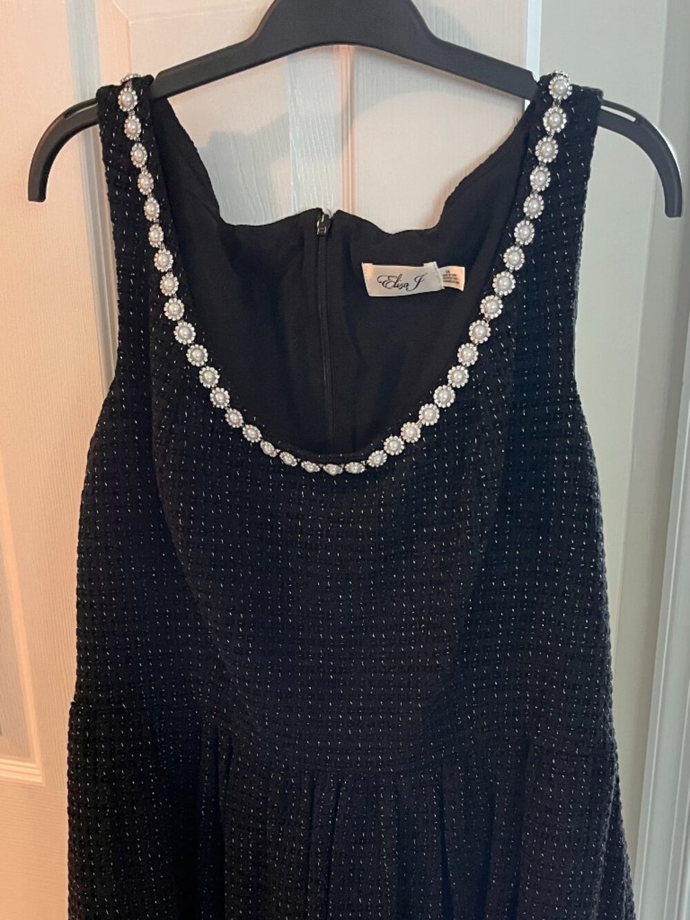 Eliza J Black Occasion Dress with Beaded Collar
